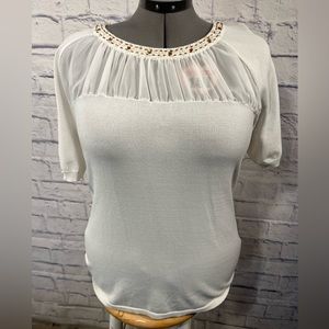 XL Cable and Gauge short sleeve sweater Beaded